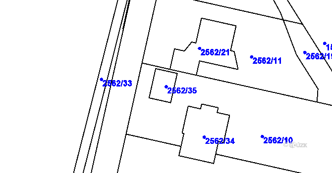 Parcela st. 2562/35 v KÚ Rychnov nad Kněžnou, Katastrální mapa