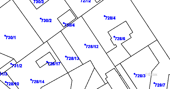 Parcela st. 728/12 v KÚ Rychnov nad Kněžnou, Katastrální mapa