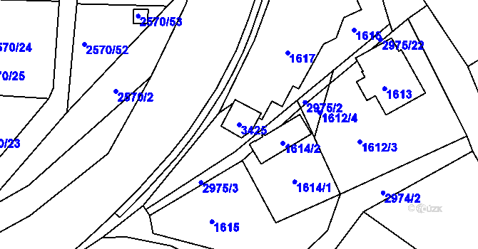 Parcela st. 3425 v KÚ Rychnov nad Kněžnou, Katastrální mapa
