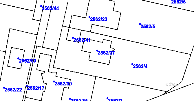 Parcela st. 2562/37 v KÚ Rychnov nad Kněžnou, Katastrální mapa
