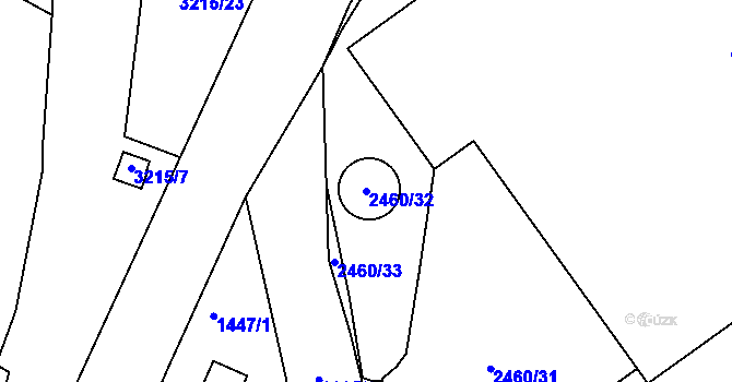 Parcela st. 2460/32 v KÚ Rychnov nad Kněžnou, Katastrální mapa
