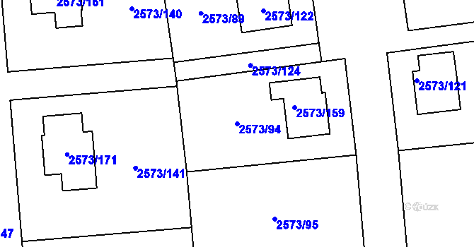 Parcela st. 2573/94 v KÚ Rychnov nad Kněžnou, Katastrální mapa