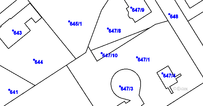 Parcela st. 647/10 v KÚ Rychnov nad Kněžnou, Katastrální mapa