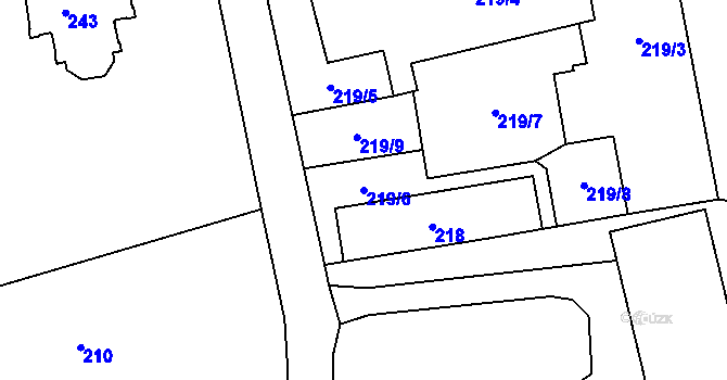 Parcela st. 219/6 v KÚ Rychnov nad Kněžnou, Katastrální mapa