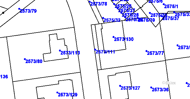 Parcela st. 2573/111 v KÚ Rychnov nad Kněžnou, Katastrální mapa