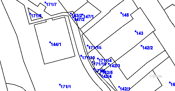 Parcela st. 171/15 v KÚ Rychnov nad Kněžnou, Katastrální mapa
