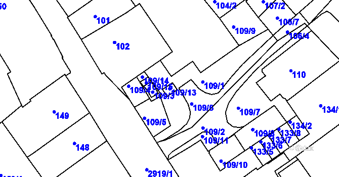 Parcela st. 109/13 v KÚ Rychnov nad Kněžnou, Katastrální mapa