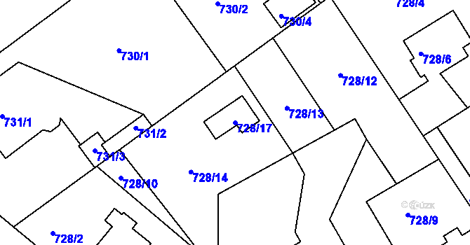 Parcela st. 728/17 v KÚ Rychnov nad Kněžnou, Katastrální mapa