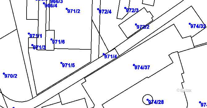 Parcela st. 971/4 v KÚ Rychnov nad Kněžnou, Katastrální mapa