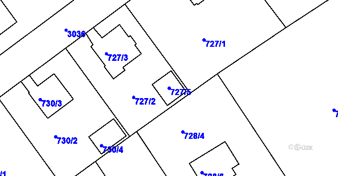Parcela st. 727/5 v KÚ Rychnov nad Kněžnou, Katastrální mapa