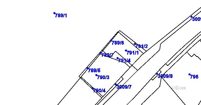 Parcela st. 789/7 v KÚ Rychnov nad Kněžnou, Katastrální mapa