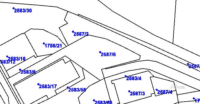 Parcela st. 2587/6 v KÚ Rychnov nad Kněžnou, Katastrální mapa