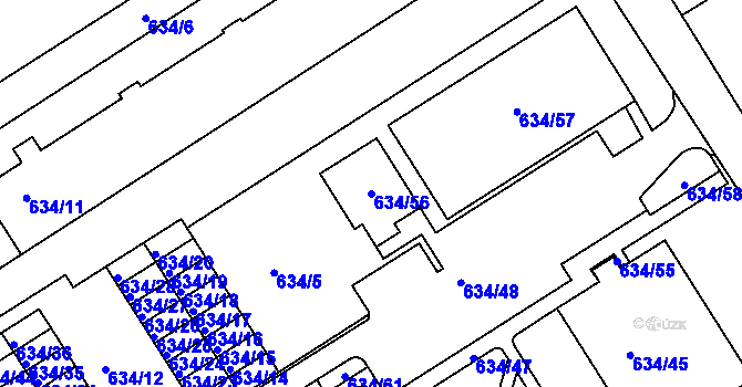 Parcela st. 634/56 v KÚ Rychnov nad Kněžnou, Katastrální mapa