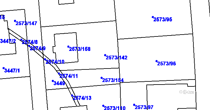Parcela st. 2573/142 v KÚ Rychnov nad Kněžnou, Katastrální mapa