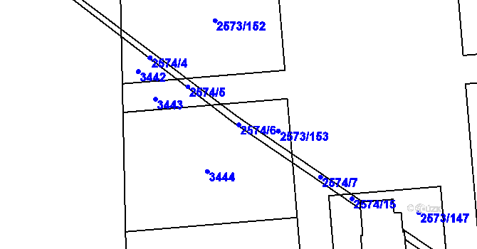 Parcela st. 2574/6 v KÚ Rychnov nad Kněžnou, Katastrální mapa