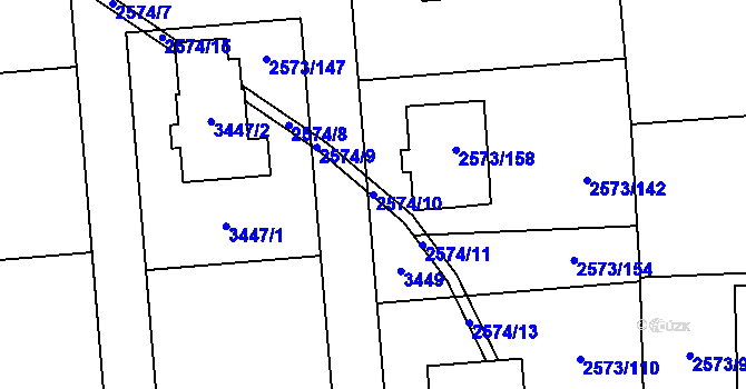 Parcela st. 2574/10 v KÚ Rychnov nad Kněžnou, Katastrální mapa