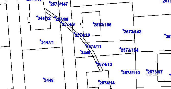 Parcela st. 2574/11 v KÚ Rychnov nad Kněžnou, Katastrální mapa