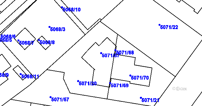 Parcela st. 5071/67 v KÚ Rychnov nad Kněžnou, Katastrální mapa
