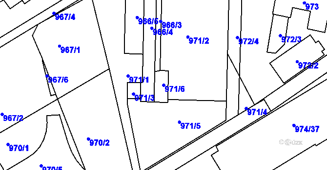 Parcela st. 971/6 v KÚ Rychnov nad Kněžnou, Katastrální mapa