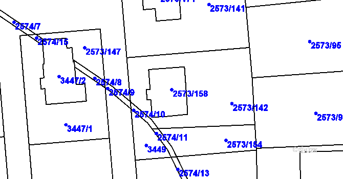 Parcela st. 2573/158 v KÚ Rychnov nad Kněžnou, Katastrální mapa