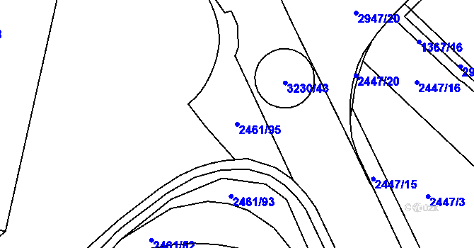 Parcela st. 2461/95 v KÚ Rychnov nad Kněžnou, Katastrální mapa