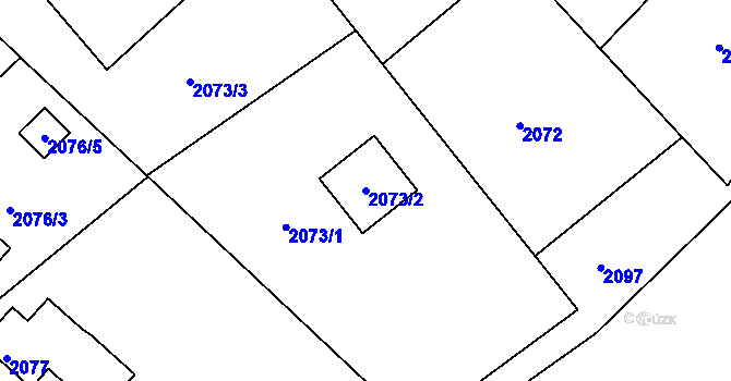 Parcela st. 2073/2 v KÚ Rychnov nad Kněžnou, Katastrální mapa