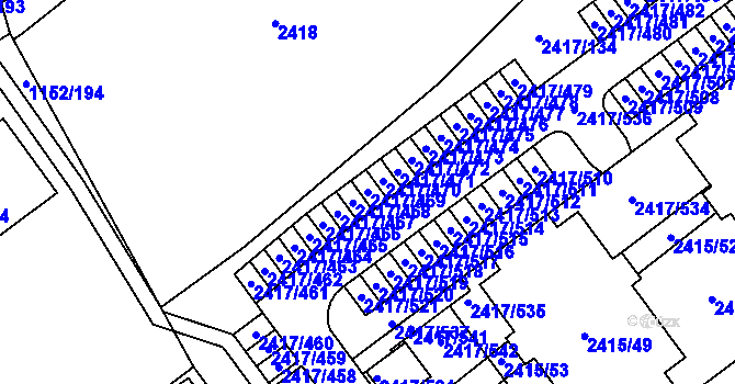 Parcela st. 2417/469 v KÚ Rychnov nad Kněžnou, Katastrální mapa