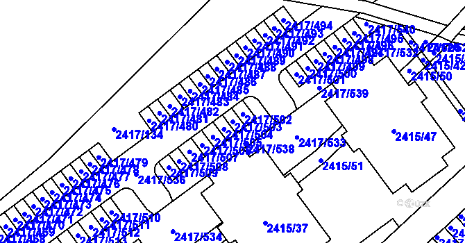 Parcela st. 2417/503 v KÚ Rychnov nad Kněžnou, Katastrální mapa