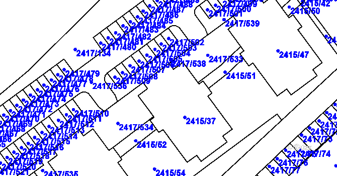 Parcela st. 2417/523 v KÚ Rychnov nad Kněžnou, Katastrální mapa