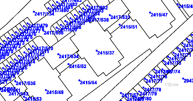 Parcela st. 2415/37 v KÚ Rychnov nad Kněžnou, Katastrální mapa