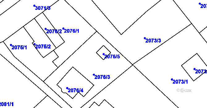 Parcela st. 2076/5 v KÚ Rychnov nad Kněžnou, Katastrální mapa