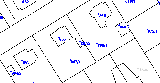 Parcela st. 867/2 v KÚ Rychnov nad Kněžnou, Katastrální mapa