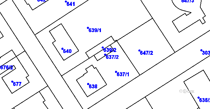Parcela st. 637/2 v KÚ Rychnov nad Kněžnou, Katastrální mapa