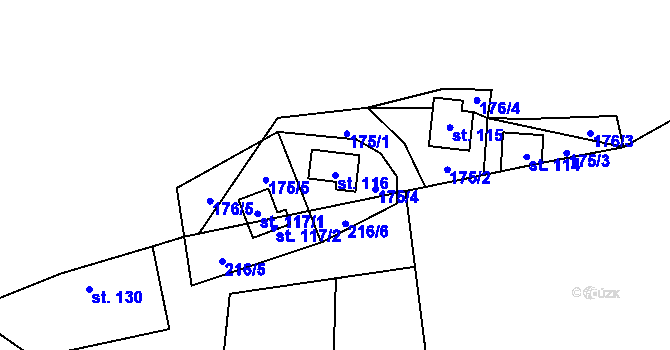 Parcela st. 116 v KÚ Panská Habrová, Katastrální mapa