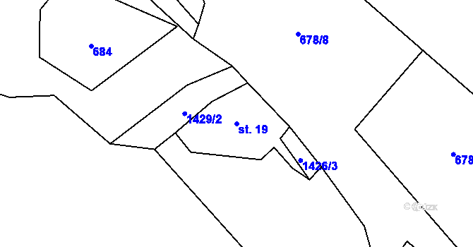 Parcela st. 19 v KÚ Mladoňov, Katastrální mapa