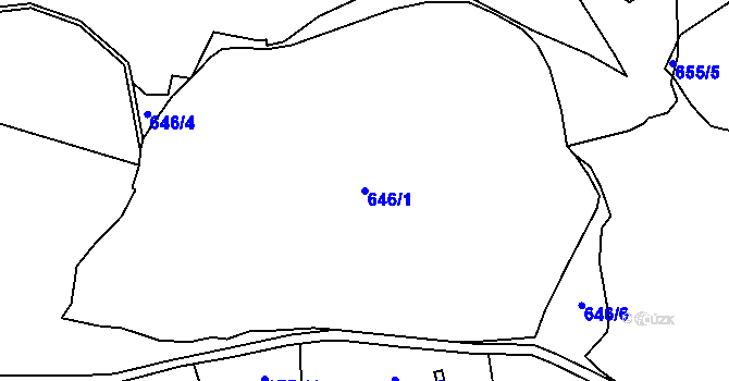 Parcela st. 646/1 v KÚ Mladoňov, Katastrální mapa