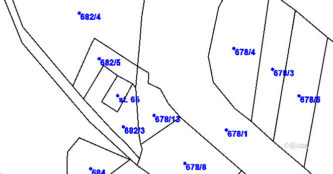 Parcela st. 678/1 v KÚ Mladoňov, Katastrální mapa