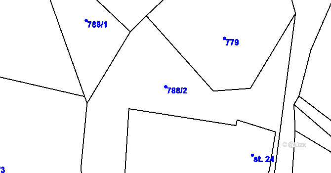 Parcela st. 788/2 v KÚ Mladoňov, Katastrální mapa