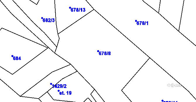Parcela st. 678/8 v KÚ Mladoňov, Katastrální mapa