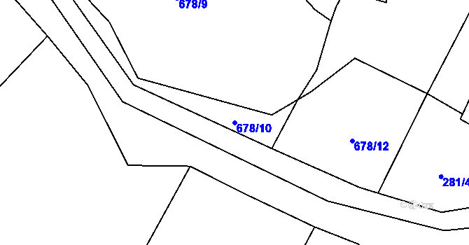 Parcela st. 678/10 v KÚ Mladoňov, Katastrální mapa