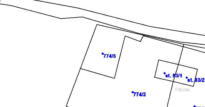 Parcela st. 774/5 v KÚ Mladoňov, Katastrální mapa