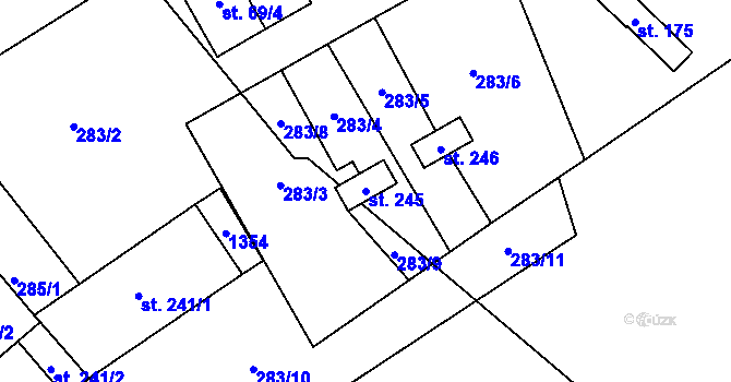 Parcela st. 245 v KÚ Rychnov nad Malší, Katastrální mapa