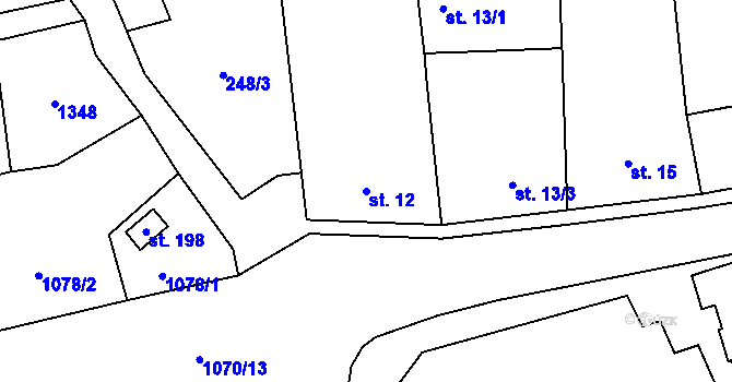 Parcela st. 12 v KÚ Rychnov nad Malší, Katastrální mapa