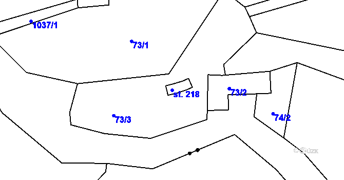 Parcela st. 218 v KÚ Rychnov nad Malší, Katastrální mapa