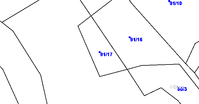 Parcela st. 91/17 v KÚ Rychnov nad Malší, Katastrální mapa