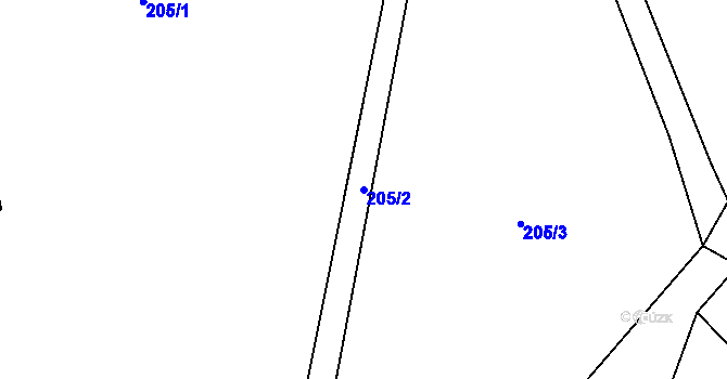 Parcela st. 205/2 v KÚ Rychnov nad Malší, Katastrální mapa