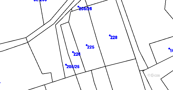 Parcela st. 225 v KÚ Rychnov nad Malší, Katastrální mapa