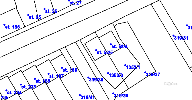 Parcela st. 58/5 v KÚ Rychnov nad Malší, Katastrální mapa