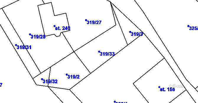 Parcela st. 319/33 v KÚ Rychnov nad Malší, Katastrální mapa