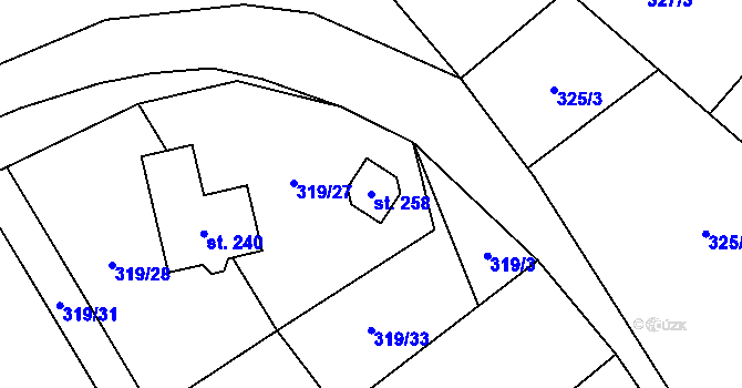 Parcela st. 258 v KÚ Rychnov nad Malší, Katastrální mapa